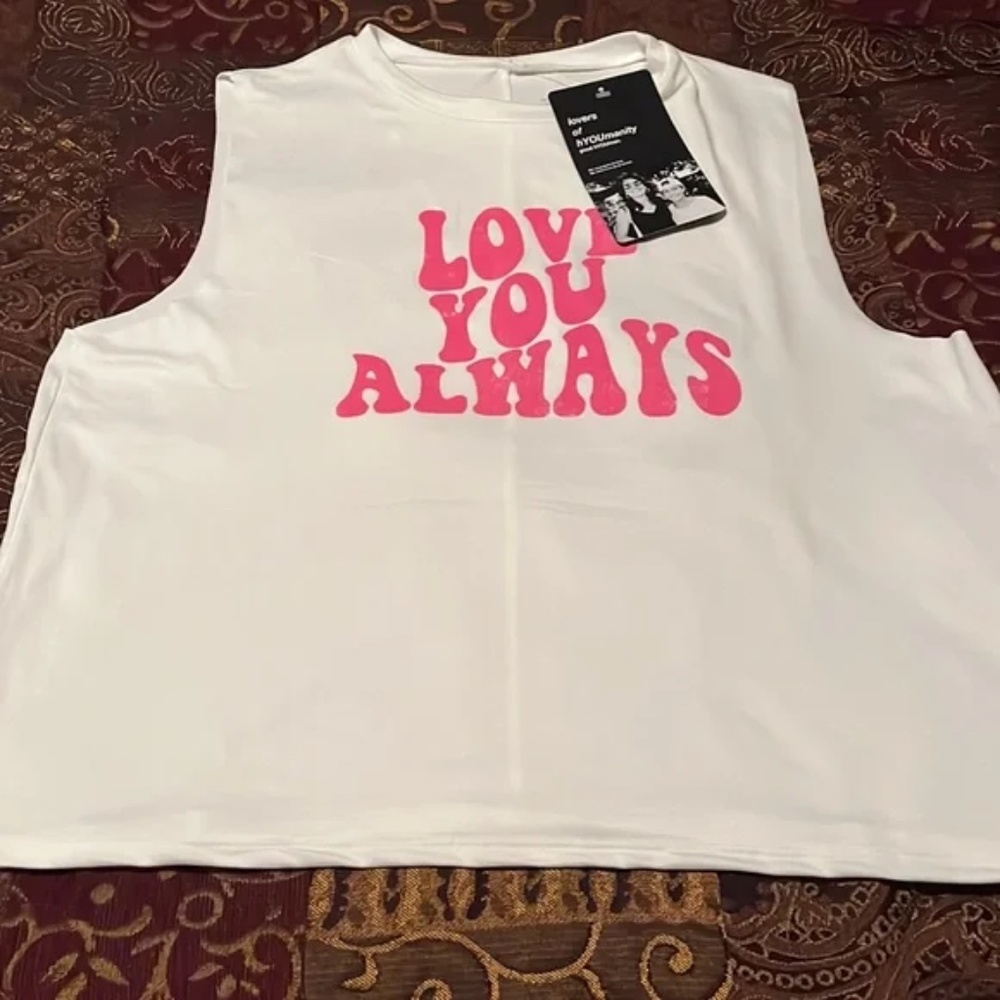 NWT Lovers of hYOUmanity Small Love You Always White Pink Tee - Picture 3 of 7